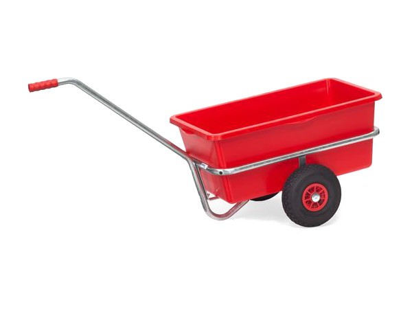 Der praktische Handwagen besitzt einen 90 Liter Kunststoffkasten.