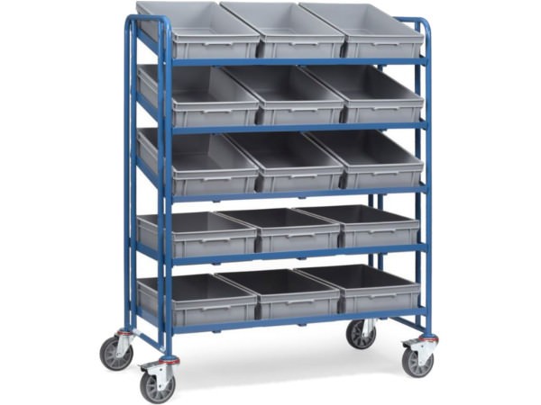 Dieser Transportwagen kann Kleinmaterial mit einer Gesamtlast von 300 kg tragen.