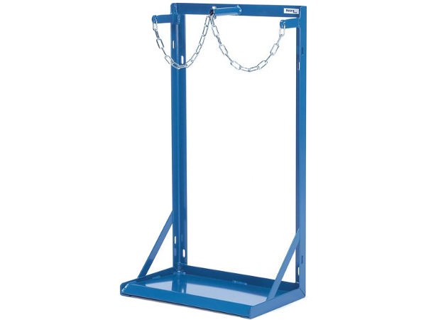 Der praktische Stahlflaschenständer kann bis zu 2 Flaschen fixieren.