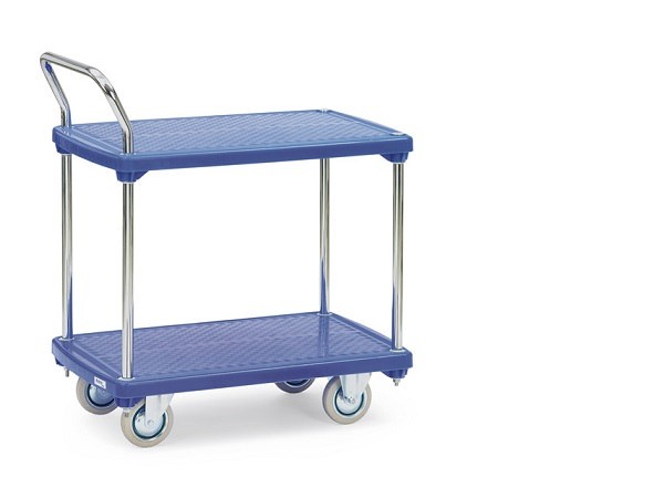 Der Kunststoffplattenwagen-Tisch eignet sich als Transportmittel und gleichzeitig als Arbeitsplattform.