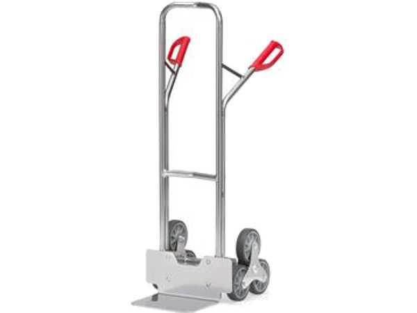 Die robuste Treppenkarre aus Alu kann bis zu 200 kg Last tragen.