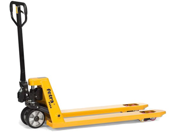 Der praktische Hubwagen für Paletten eignet sich für Lasten bis 2.500 kg.