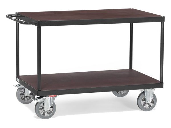 Der robuste Tischwagen "Grey Edition" kann auf 2 Etagen Lasten bis 1.200 kg tragen.
