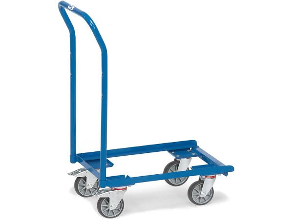 Der Eurokasten-Roller mit Schiebebügel kann schwere Lasten bis 250 kg transportieren.