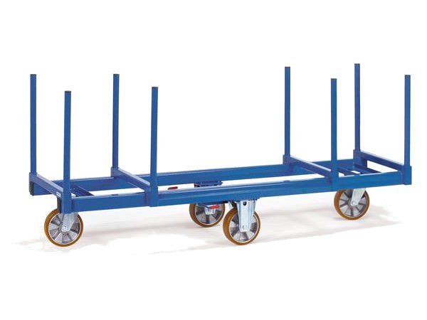Der robuste Langmaterialwagen kann schwere und unhandliche Lasten bis 1500 kg tragen.