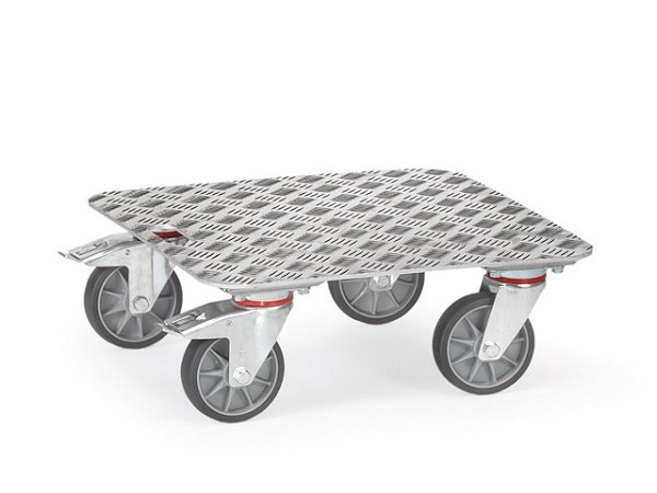 Der superleichte Alu Kistenroller kann zum Transport von Lasten bis 250 kg genutzt werden.