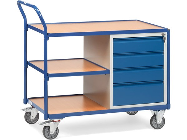 Der leichte Werkstattwagen eignet sich zum Transport von Lasten bis 300 kg.