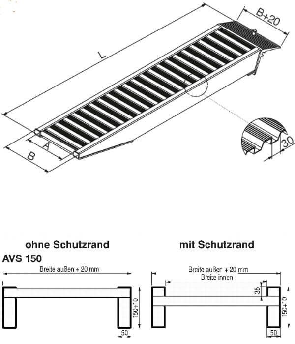 technische-Zeichnung-AVS150-Auffahrrampe-Auffahrschienen