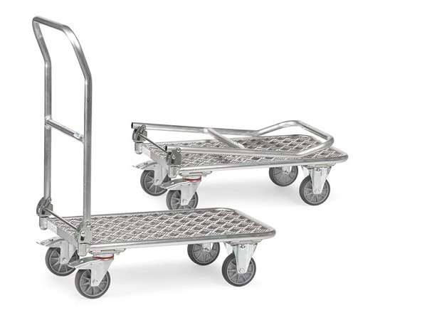 Der praktische Klappwagen aus Alu ermöglicht hohe Tragkräfte bis 200 kg bei einen sehr geringen Eigengewicht.