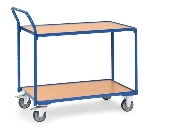 Der Tischwagen mit 2 Etagen eignet sich gut zum Transport von Werkzeugen, Kisten und anderen Lasten.