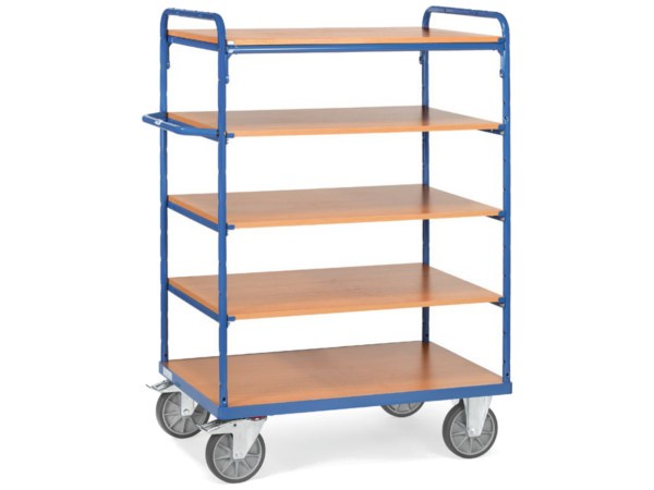 Dieser Etagenwagen aus dem Hause fetra besitzt insgesamt 5 Einlegeboeden.