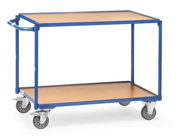 Der praktische Tischwagen umfasst 2 Ladeflächen und ist damit geeignet viele unhandliche oder schwere Gegenstände von A nach B zu transportieren.