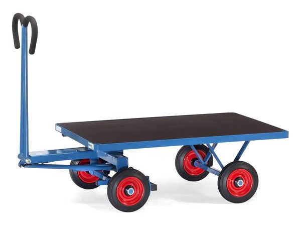 Der Handpritschenwagen besitzt eine Vollgummibereifung und kann bis zu 700 kg Last tragen.