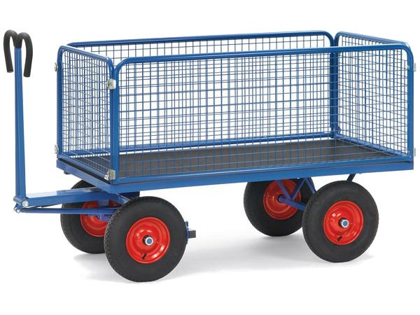 Der robuste Handpritschenwagen kann bis zu 1250 kg an Last tragen.